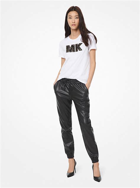 michael kors faux leather joggers|MICHAEL Michael Kors Faux.